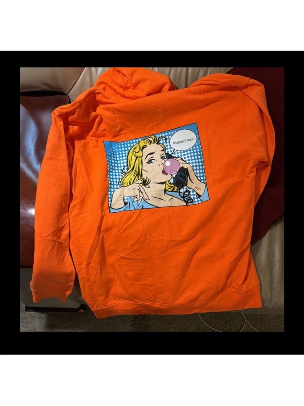 Boys Lie Bright Orange Graphic Hoodie with Angel Logo